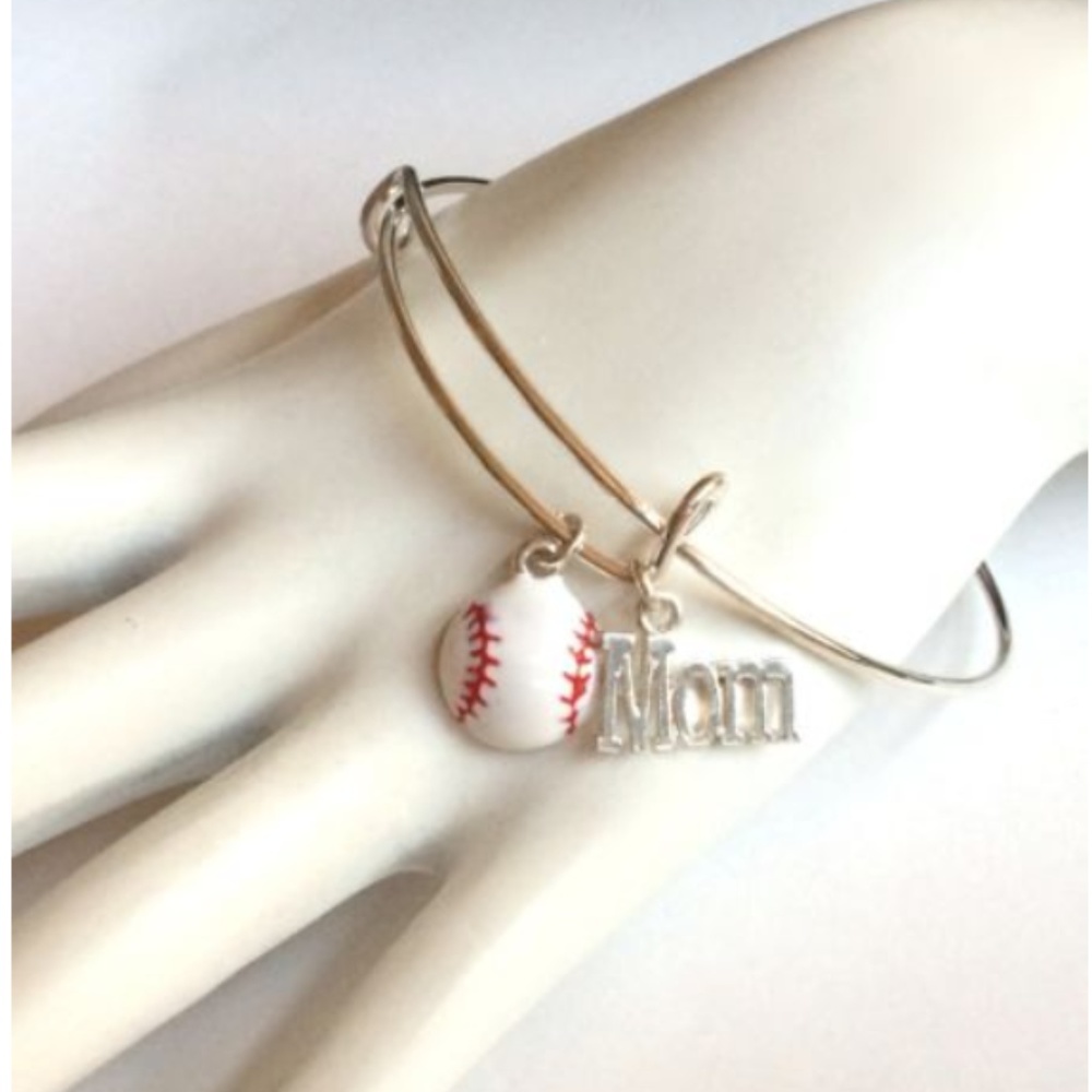 Silver Baseball MOM Charm Bracelet Sports Ball